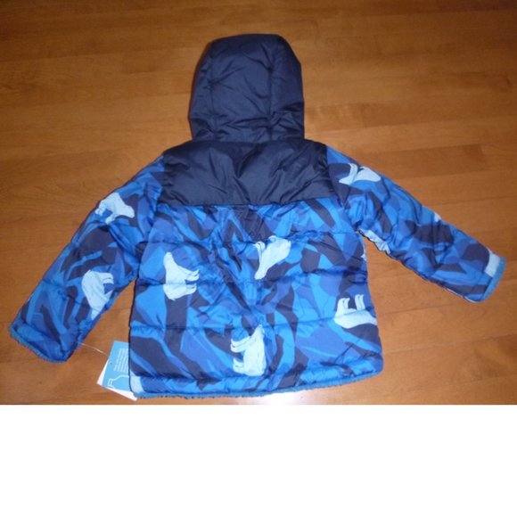 Baby Toddler Boys POLAR BEARS Reversible Sherpa Puffer Coat Size 18 Months NWT - Picture 2 of 3